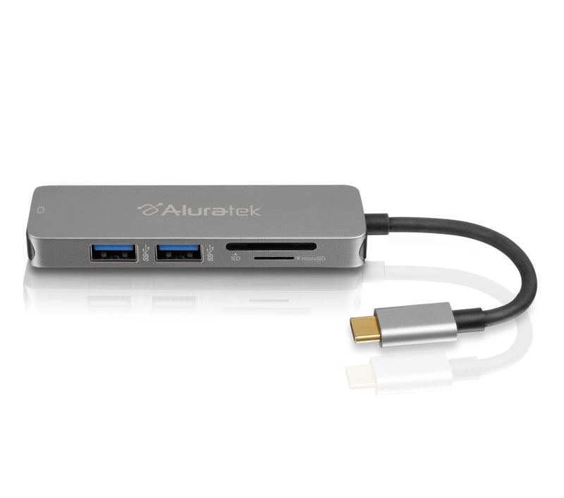 Aluratek USB Type-C Hub & Micro/SD Card Reader AUMC0302F â€“ 4-in-1 Multiport Adapter with 4K HDMI, 3 USB 3.0 Ports, Powered USB, Dongle - High-Speed Data Transfer & Charging for MacBook/Dell/HP/Surface - Image 3